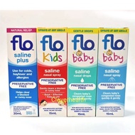 Flo Baby Saline Nasal Drops / Spray 15ml / Flo Saline Plus Nasal Spray 30ml