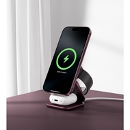 KUXIU X40 Turbo 3-in-1 Foldable Mobile Holder iPhone 18 Pro Max Dark Cherry iWatch AirPod Qi2.2 25W 
