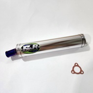 ปลายท่อสูตร 2 จังหวะ สีเงินแบบลอดท้อง ใส่กับคอSJRได้ทุกรุ่น ปลายท่อ+ปะเก็น มี 3 สีให้เลือก