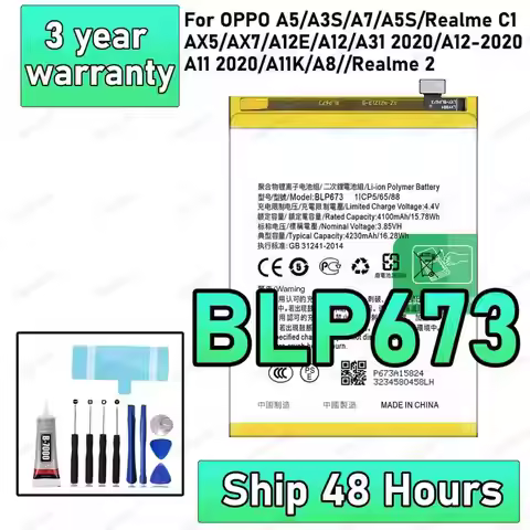 100% New High Quanlity BLP673 Battery For Oppo A3s A5 A5s AX7 Replacement mobile phone Batteries bat