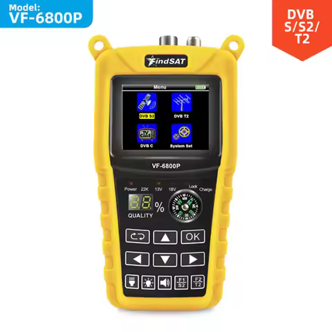 Satellite Finder VF 6800P Support DVB-T2/DVB S2/DVB C Sat Finder Meter TV Receiver DVB T2 Tuner HD D