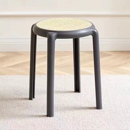 Kerusi Makan Rotan Bangku Nordic Rattan Like Stool PE Plastic Living Room Round Stool Home Dining Ch