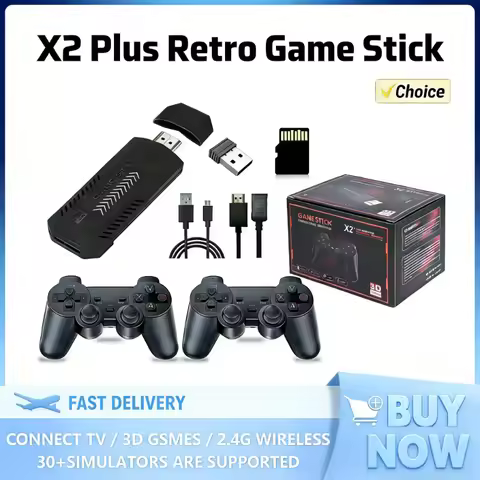 X2 Plus Game Stick 4K HD 2 4G Retro Video Game Console Wireless Controller TV 50 Emulator PS1 N64 DC