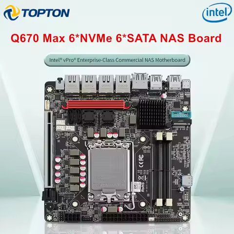 4*2.5G LAN Intel vPro Q670 NAS Motherboard Max 6*NVMe 6*SATA3.0 12/13/14th Gen LGA1700 PCIE5.0x16 2*