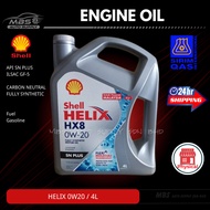Engine Oil Shell Helix HX8 0W20 4Liter SN Plus Fully Synthetic Toyota/ Nissan/ Proton/ Perodua Minya