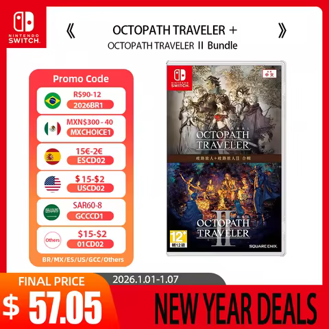 Nintendo Switch Game - OCTOPATH TRAVELER 1 + 2 Bundle - Games Cartridge Physical Card Party for Swit