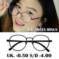 Korean Fashion Men's Myopia Glasses Wanita UK -0.50 S/D -4.00 Oval Iron Frame Adult Nearsightedness 