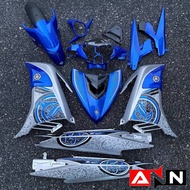 COVERSET BODYSET YAMAHA LC135 V4 - V7 DR BLUE 031 STRIPE SIAP TANAM FREE EMBLEM DADA