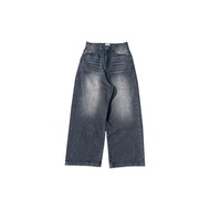 9090 OG Logo Painted Denim Pants SLUB BLACK Unused