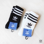 Erqi Store) ADIDAS CREW SOCK Men Women Style Clover Socks Stockings Three Pairs Retro Lines IL5022 I