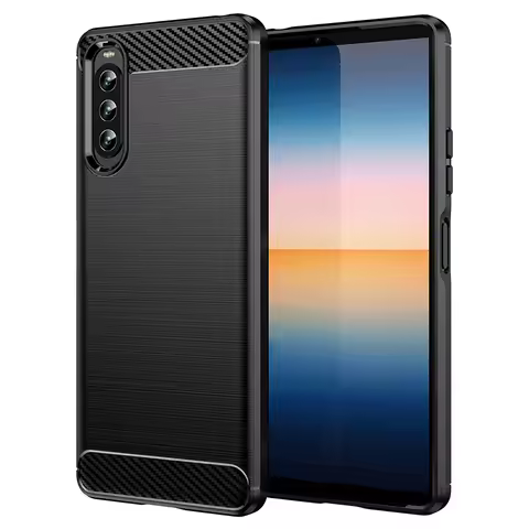 For Sony Xperia 1 V 10 IV 5 III Ace 2 3 Pro-I 5 8 10 PlusTPU Silicone Back Cover Brushed Carbon Fibe