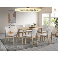 Linsy Natural TOP 1 Dining Set1+6 1+6 Meja Makan / Dining Table Set/Solid Wood Dining Set