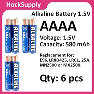 [6pcs] AAAA E96 Alkaline Battery 1.5V LR61 25A MX2500 (Energizer Equivalent) [FAST SHIP OUT]