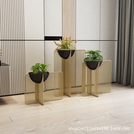 Modern Flower Shop Indoor Light Luxury Golden Iron Art Living Room Exhibition Hall Green Dill Flower