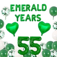 (SG Seller) 55th Wedding Anniversary, Happy Anniversary, Emerald Anniversary Balloons, 55 Balloon, E