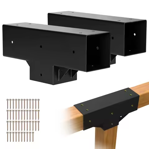 SucceBuy Pergola Kit 2-PCS T-Shaped 4x4 3-Way Pergola Brackets DIY Woodworking Gazebo Bracket Kit wi