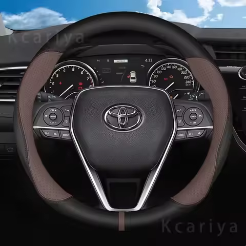 Stylish leather car steering wheel cover for Toyota Crown CHR Yaris Corolla Auris Hilux Celica Verso