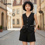 Lovito Stylish Simple Button Front Tops or Bottoms for Ladies L133AD633