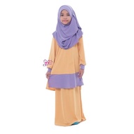 Baju Kurung Moden Kanak-kanak / Blouse Moss Crepe Yellow SIZE: S (2-4Y), M (4-6Y), L (6-9Y), XL (9-1