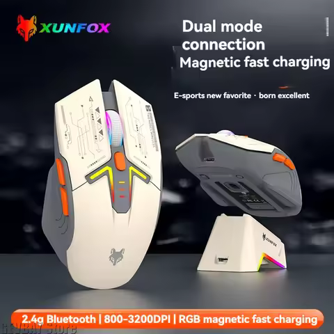 XUNFOX H2 Wireless Bluetooth Dual-mode Mouse RGB Lighting Effect Laptop Gaming Office Magnetic Charg
