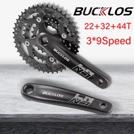 BUCKLOS MTB Crankset 104BCD 9 Speed Chainring Crank 22T 32T 44T Crank Set Bicycle Parts