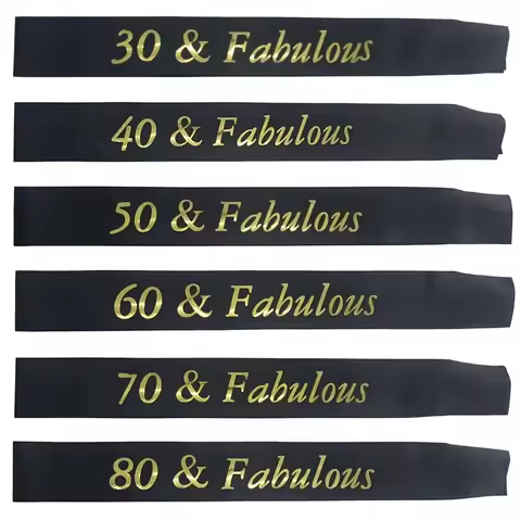 Gold Glitter Birthday Sash 30 40 50 60 70 80 Fabulous Satin Sash for 30th 40th 50th 60th 70th 80th B