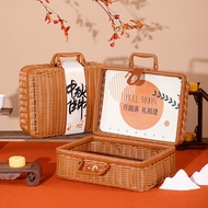 ST/💚Portable Rattan Basket Gift Box Mid-Autumn Festival Moon Cake Gift Box Business Hand Gift Box Box Manufacturer SOWO
