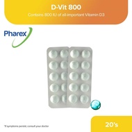 Pharex® D-Vit 800 20s - For the prevention and treatment of Vitamin D deficiency