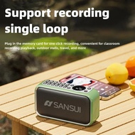 SANSUI บลูทูธไร้สายแบบพกพา F35ซับวูฟเฟอร์ไฮไฟกลางแจ้งวิทยุ FM ลำโพงรองรับ TF การ์ด AUX ไดรฟ์ USB เอา