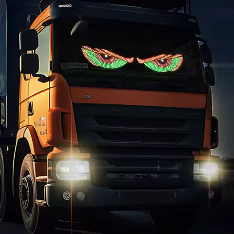 2Pcs LED Car Dynamic Devil Eye Light Sticker USB Car Evil Eyes Warning Lamp 11 Modes Car Windshield 