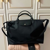 Longchamp Le Pliage Neo 40 大號 短手柄 男女通用款 斜孭袋 單肩包黑色