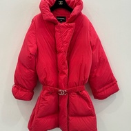 ❤️CHANEL 雪地係列 紅色翻領長款 羽絨服 配Logo腰帶