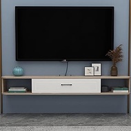 Floating Tv Cabinet, Single-Drawer Wall-Mounted Tv Cabinet Clamshell Design with Wire Holes, Suitable for Projector Cable Box Game Console/C / 140cm The New