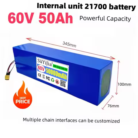NEW 21700 100% Original 60V 50Ah 21700 Li-ion Battery Pack 16S4P with BMS 0-3000W for High-power 67.