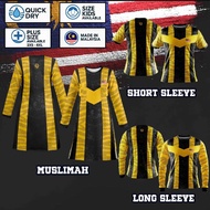 FAZZ HM02 - KID ADULT / MUSLIMAH HARIMAU MALAYA BLACK YELLOW LINEUP JERSEY SUBLIMATION MERDEKA SET