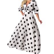 DRESS RETRO POLKADOT TEMA 60an 70an 80an POP YEH YEH VINTAGE POLKA DOT SHIRT COLLAR PLEATED DRESS