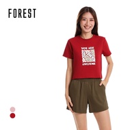 Forest Baju Perempuan | Forest Ladies Cotton Lycra Cropped Graphic Tee - 822565