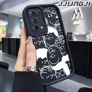 JJLINGJI Casing Hp Untuk OPPO Reno 5 OPPO Reno 5K Case Casing Hp pola Snoopy Cesing Kesing sederhana