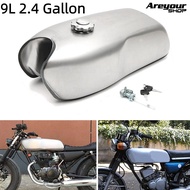 ถังน้ำมันเบนซินอเนกประสงค์สำหรับรถจักรยานยนต์ 9L 2.4 แกลลอน ชุบโครเมียม เหมาะสำหรับรถ Cafe Racer Cus