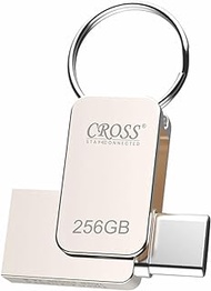 CROSS Type-C OTG PENDRIVE,Premium Metal Body with USB 3.0 Technology, 180 Mbps HIGH Speed Data Transfer,16/32/64 128/256 (GB) Compatible with Smartphones, LAPTOPS, TV'S, Gaming Console ETC. (256 GB)