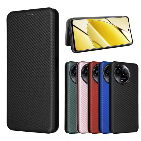 For OPPO Realme 11 5G Case Luxury Carbon Fiber Skin Magnetic Adsorption Case For OPPO Realme 11 Real