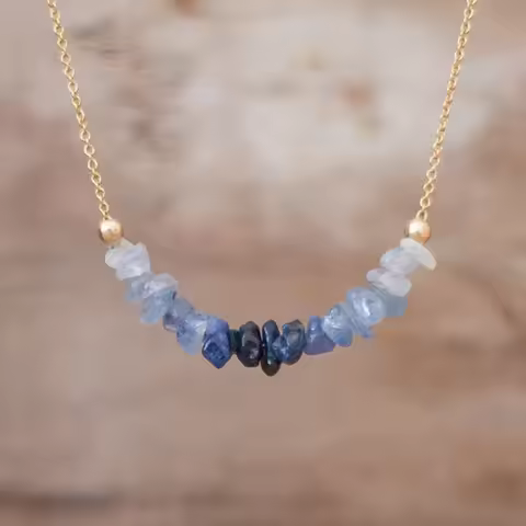 Raw Sapphire Necklace, Blue Ombre Sapphire Necklace, September Birthstone, Sapphire Jewellery