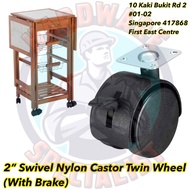 2 Inch Nylon Swivel Castor Wheel Top Plate With Brake (4 Pieces)