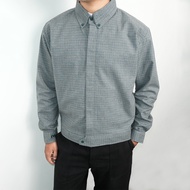 KEMEJA Blue Grid Shirt by Money Alter Boxy Blue Grey Shirt for Men and Women by Money Alter