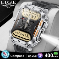 LIGE Flashlight watch for man 2.02" Screen Full touch Fitness Tracker Bluetooth Call Sport Clock com