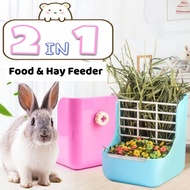 2 In 1 Rabbit Food & Hay Hanging Bowl Cage Holder Food Feeder For Guinea Pig & Small Animals