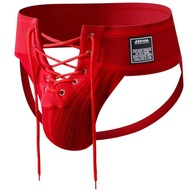 Jockmail Jockstrap Men Bondage Underwear Lingerie Femboy Clothing Lace Up Opening Jockstraps
