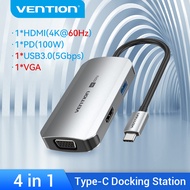 Vention USB HUB TYPE C to HDMI 4K 30Hz 60Hz 3.0 RJ45 SD TF 3.5มม. PD 100W Port usb adapter Docking S