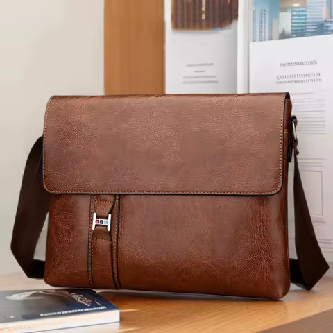 Luxury Brand Men Shoulder Bag For IPAD PU Leather Business Handbag Men Messenger Bag Side Sling Bag 