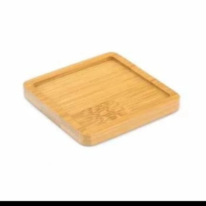 Alas Tatakan Gelas Mug Cangkir Teh Kopi Kayu Bambu Segi Kotak Coaster